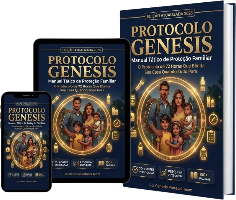 Protocolo Genesis: livro impresso, tablet e celular com a mesma capa